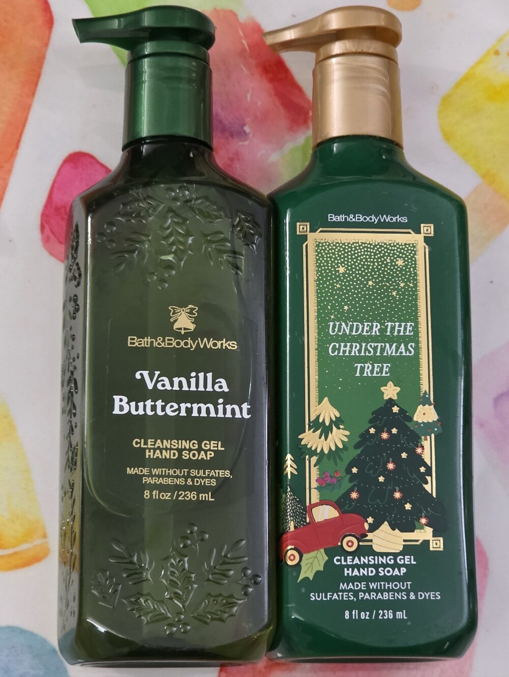 Bath Body Works Vanilla Buttermint & Under The Christmas Tree Gel Hand Soap Set